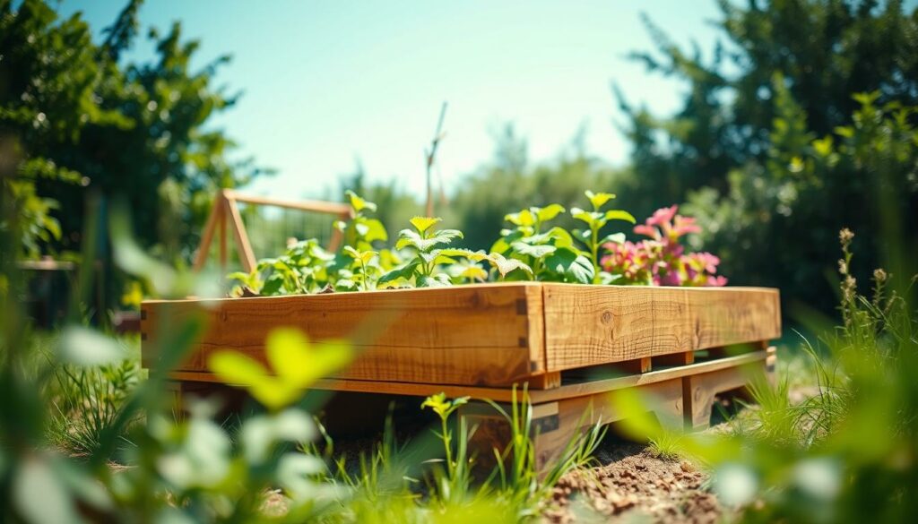 Hochbeet aus Paletten mit optimaler Sonnenausrichtung